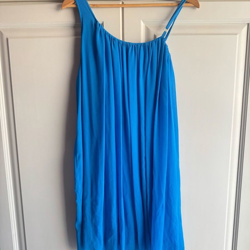 Ysatis blue dress with straps and floral decorations like new, size 3