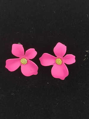 Rose Flower earrings stainless steel new, pink