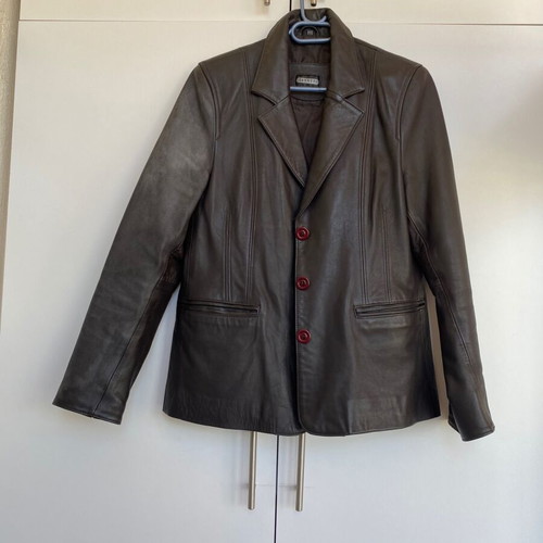 Vintage leather coat, dark brown and black, unisex