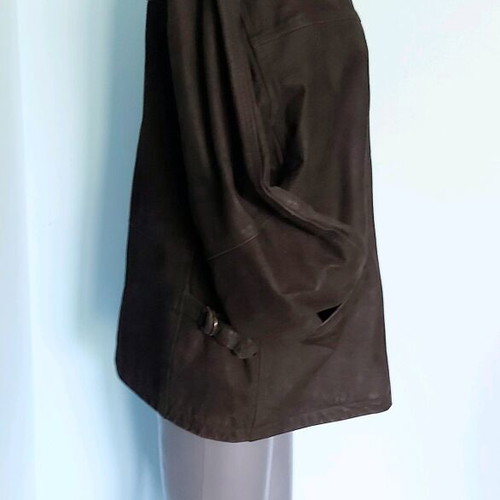 Unisex suede jacket used, brown, with lining and padding