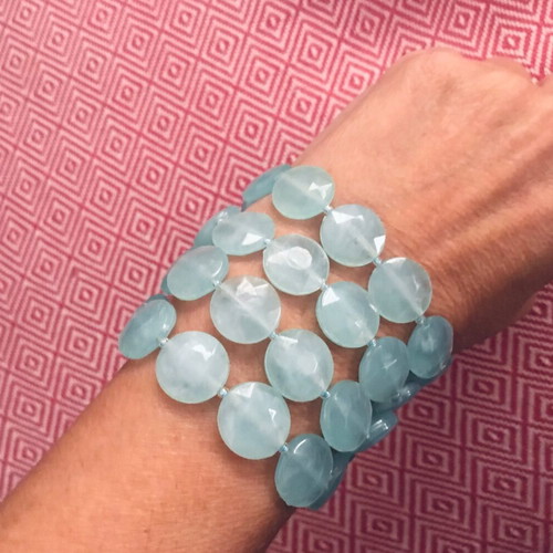 Antique bracelet from the 50s like new, semi-transparent aquamarine tone
