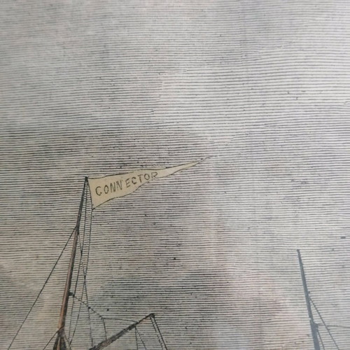Woodcut painting The Jointed Iron Steam-ship Connector 1863 like new