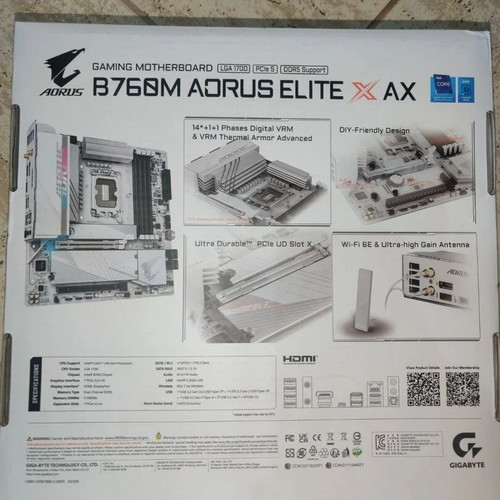 Gigabyte B760M Aorus Elite X AX Wi-Fi motherboard new, Micro ATX, Intel 1700 Socket