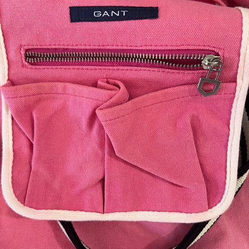 Gant bag large size, used, canvas pink/fuchsia with white/black handles