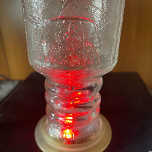 Collectible glass Lord of the Rings cup unused with LED lights