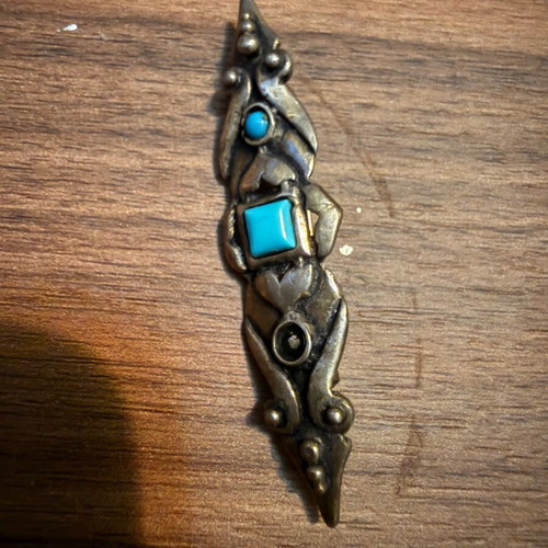Silver pin 925 with turquoise stones new