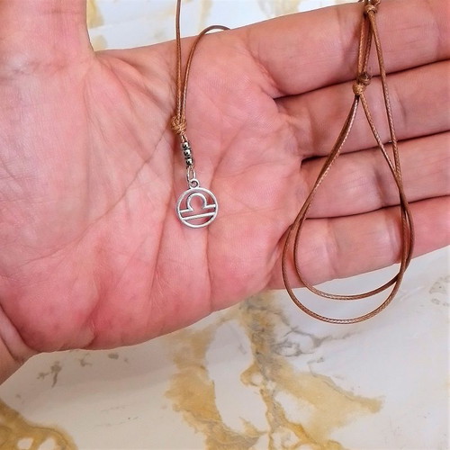 Men's pendant zodiac Libra new, brown and silver