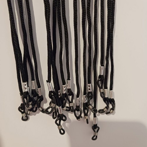 Eyeglass cords new, black with silver details, pack of 9