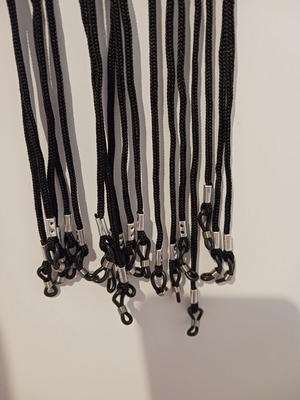 Eyeglass cords new, black with silver details, pack of 9