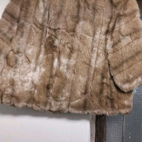 Eco fur coat new, beige, size M/L