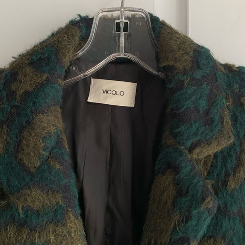 Vicolo Green Jacquard Longline Coat like new