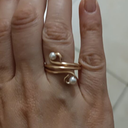 Ring handmade from scratch, pink gold with pearls, new