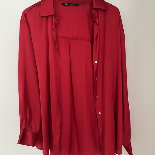 Zara satin red shirt medium, like new