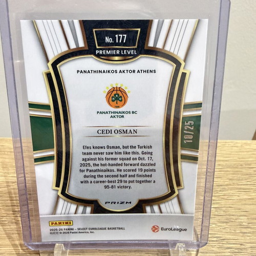 Panini Select EuroLeague Cedi Osman Orange Prizm numbered card
