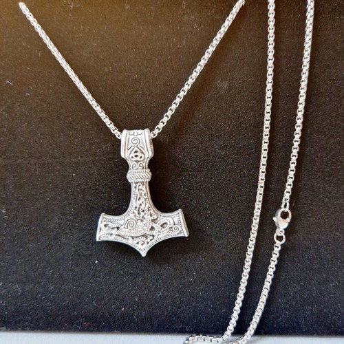 Thor's Hammer necklace new, gray silver