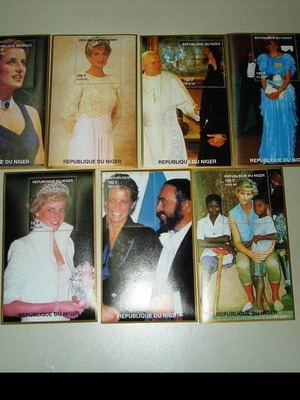 Φύλλα γραμματοσήμων Niger 1997 Princess Diana 7 διαφορετικά καινούργια MNH