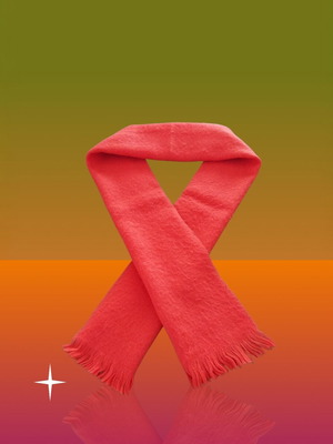 Women's orange scarf used, winter and soft