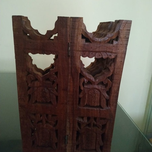 Wooden carved folding decorative item used