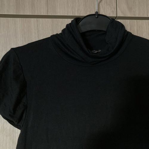 Anel Black Cotton Turtleneck Short Sleeve Like New