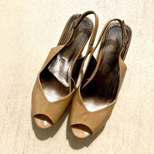 Feng Shoe peep toe platform sandals used, beige, size 40, high heel