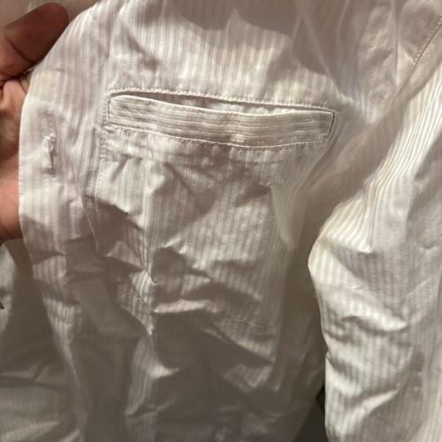DKNY Women's White Shirt like new with stripe and double button row