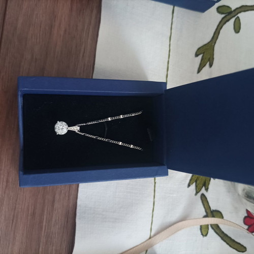 Swarovski Σετ Μενταγιόν και Σκουλαρίκια Καρφάκια Καινούργιο Λευκή Στρογγυλή Πέτρα