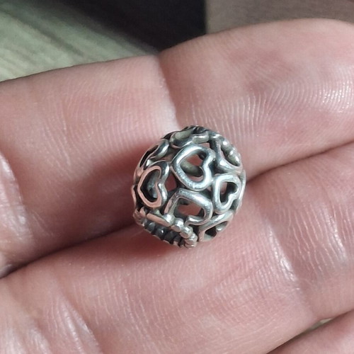 Pandora charm with hearts, silver