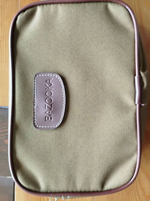 Toiletry bag like new, brown canvas with leather strap BAZOOKA