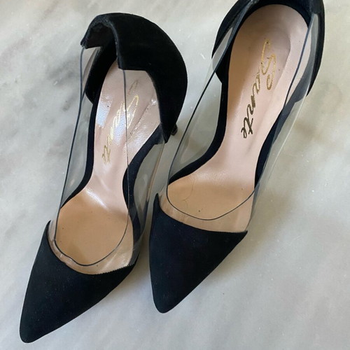 Sante suede pumps with transparency, 10 cm heel, like new