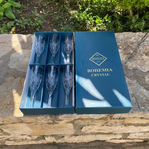 Bohemia crystal glasses new, set of 6 pieces