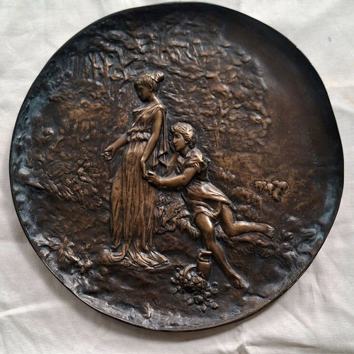 Italian bronze relief wall plaque used, neoclassical, late 19th century