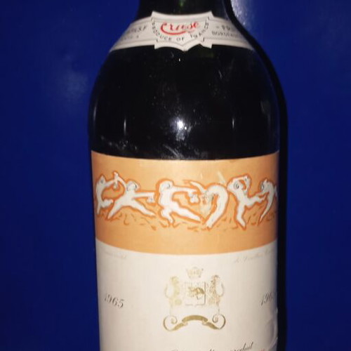 Chateau Mouton Rothschild 1965 vintage wine bottle used