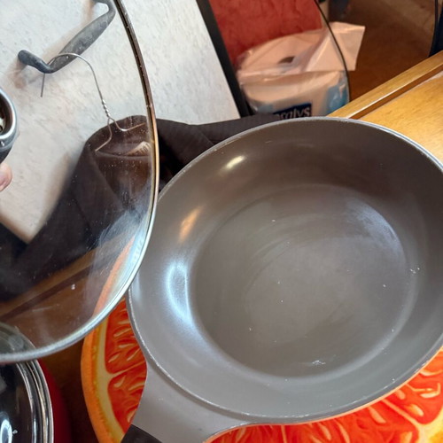 Frying pan with lid used, black