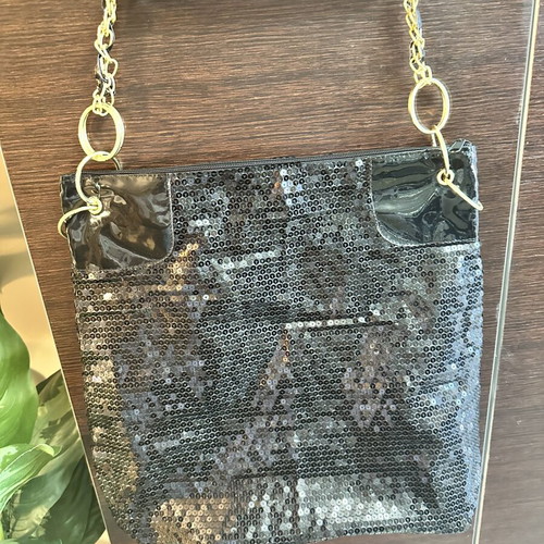 Bag shoulder black with gold chain new