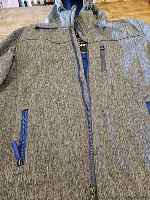 Μπουφάν αντιανεμικό αντρικό Superdry XL σαν καινούργιο, γκρι και μπλε