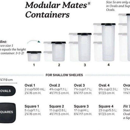 Tupperware Modular Square 1.1L with Black Lid, new