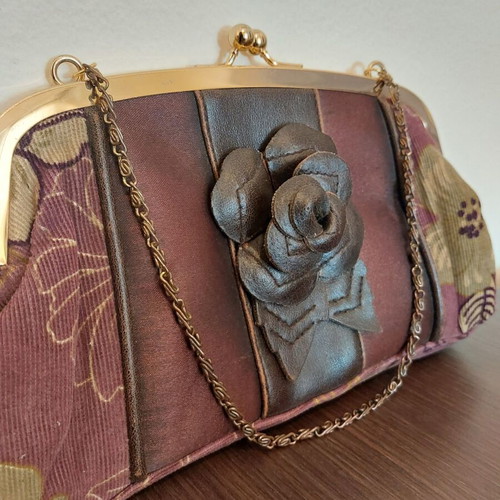 Vintage Alexi Andriotti floral purple and green handbag used