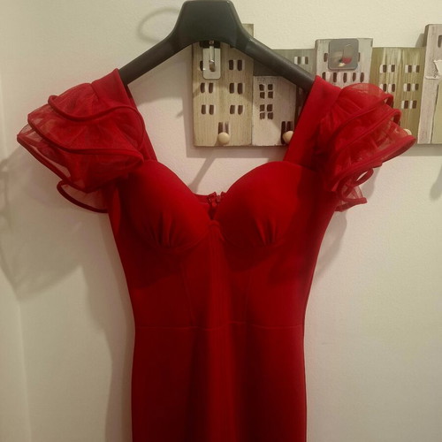 Chantal maxi dress with slit and built-in cups, size 38