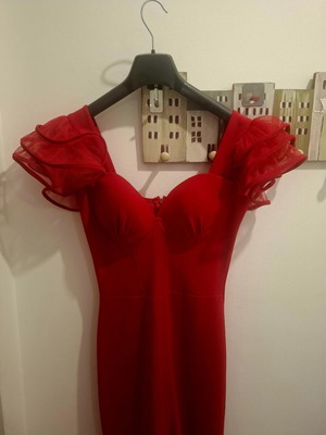 Chantal maxi dress with slit and built-in cups, size 38