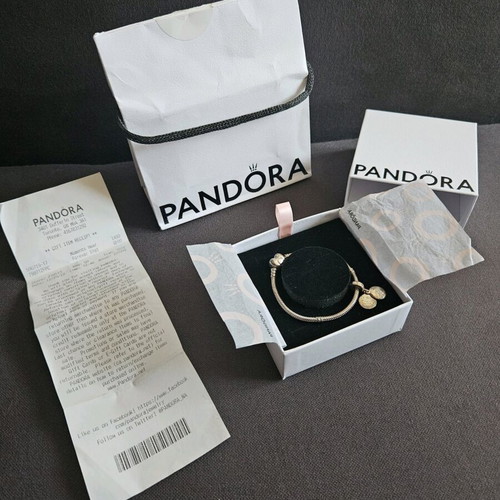 Pandora sterling silver charm bracelet with heart and sister charms like new