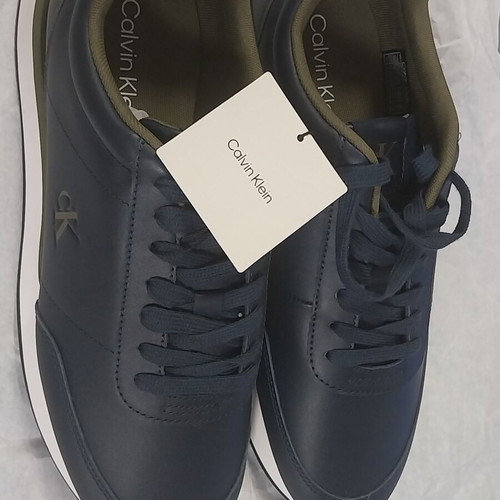 Calvin Klein Retro Runner ESS LTH men's leather shoes size 43 new navy