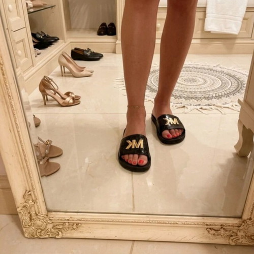 Michael Kors Gilmore sandals size 38, like new, black and gold