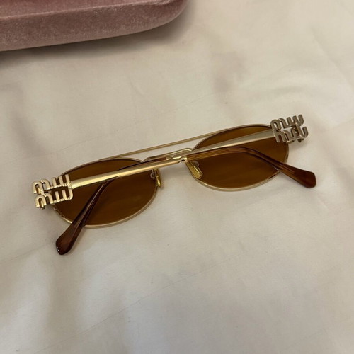 Miu Miu sunglasses, gold, with case, pouch and box