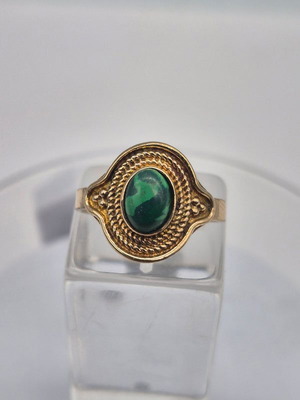 Malachite Brass Adjustable Ring