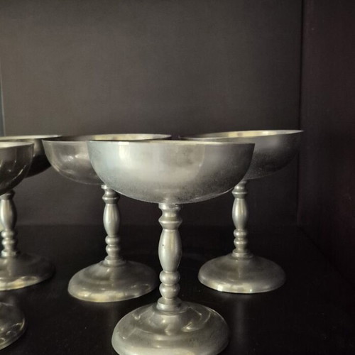 Silver-plated champagne cups used, set of 5