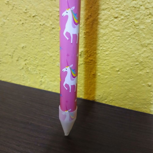 Flying Tiger giant pencil with unicorns new, pink with eraser and sharpener