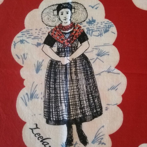 Cotton scarf like new with Dutch costumes 50x50cm