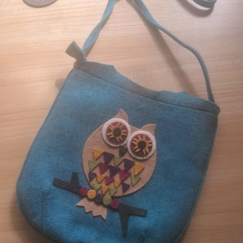 Children's felt bag petrol owl like new, crossbody