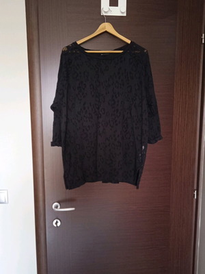 Women's blouse used, thin black transparent shirt XL