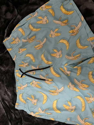 Γαλάζιο μαγιό Bershka με σχέδιο μπανάνες, μέγεθος S, σαν καινούργιο